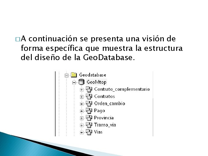 �A continuación se presenta una visión de forma específica que muestra la estructura del