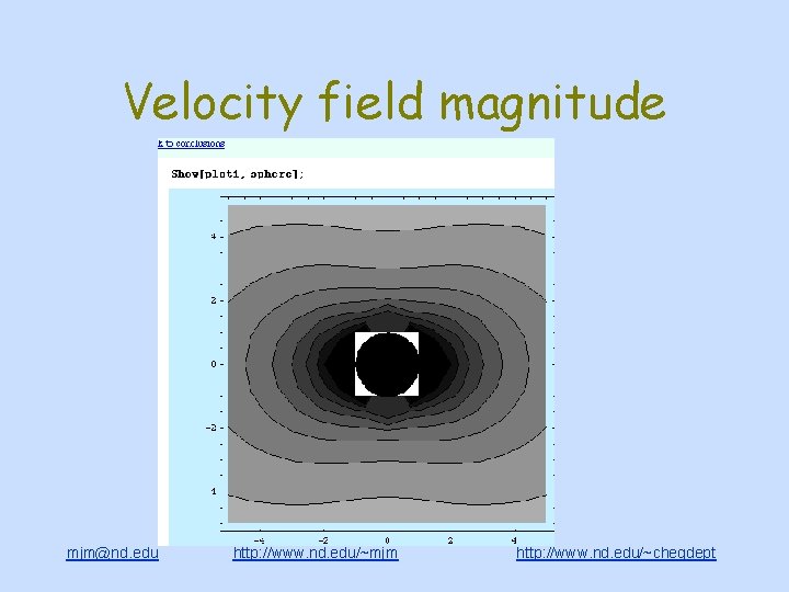 Velocity field magnitude mjm@nd. edu http: //www. nd. edu/~mjm http: //www. nd. edu/~chegdept 