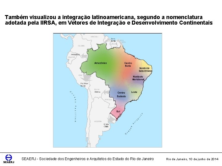 Também visualizou a integração latinoamericana, segundo a nomenclatura adotada pela IIRSA, em Vetores de