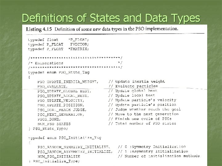 Definitions of States and Data Types 