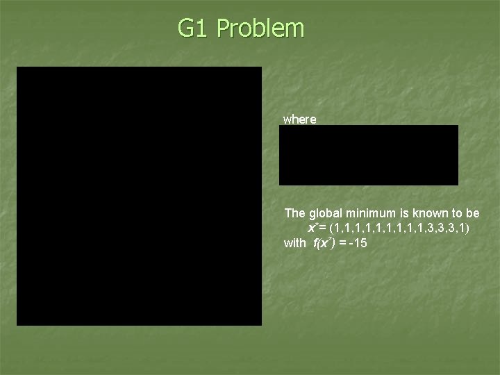 G 1 Problem where The global minimum is known to be x*= (1, 1,