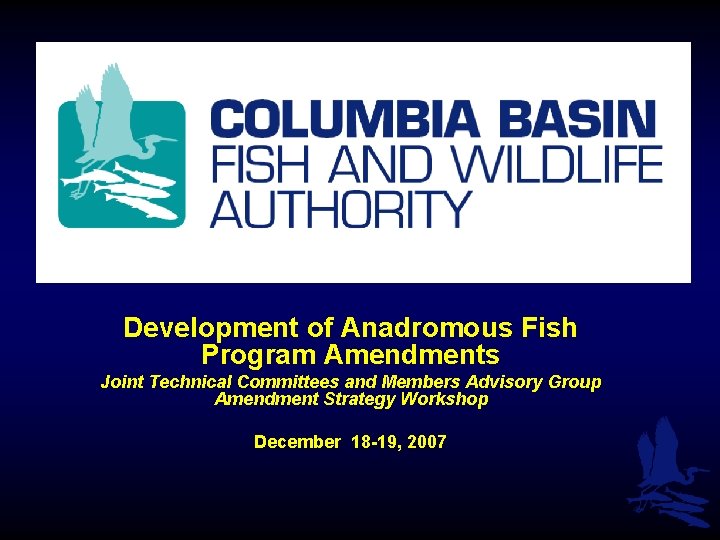 Development of Anadromous Fish Program Amendments Joint Technical Committees and Members Advisory Group Amendment