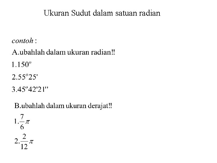 Ukuran Sudut dalam satuan radian 