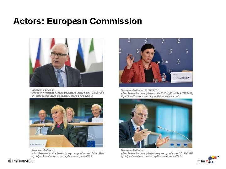 Actors: European Commission European Parliament (https: //www. flickr. com/photos/european_parliament/1675861251 6/), https: //creativecommons. org/licenses/by-nc-nd/2. 0/