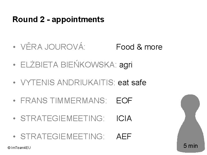 Round 2 - appointments • VĚRA JOUROVÁ: Food & more • ELŻBIETA BIEŃKOWSKA: agri