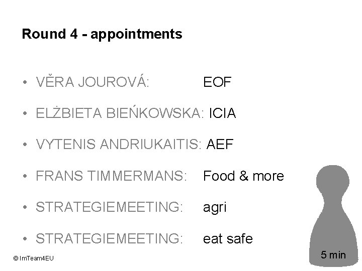 Round 4 - appointments • VĚRA JOUROVÁ: EOF • ELŻBIETA BIEŃKOWSKA: ICIA • VYTENIS