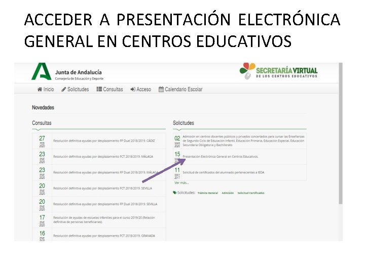 ACCEDER A PRESENTACIÓN ELECTRÓNICA GENERAL EN CENTROS EDUCATIVOS 