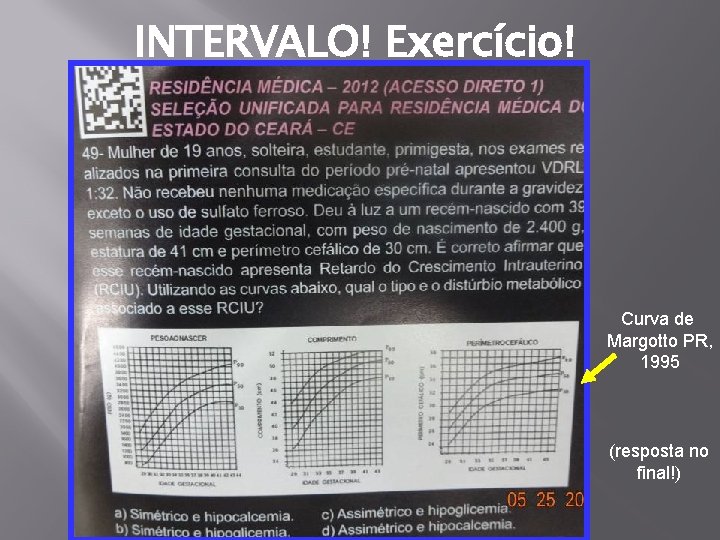 INTERVALO! Exercício! Curva de Margotto PR, 1995 (resposta no final!) 