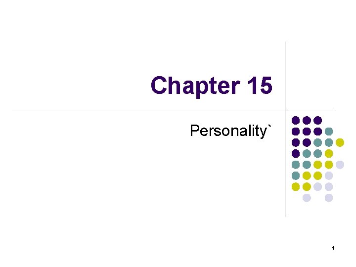 Chapter 15 Personality` 1 