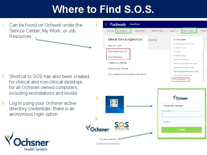 Where to Find S. O. S. 1. Can be found on Ochweb under the