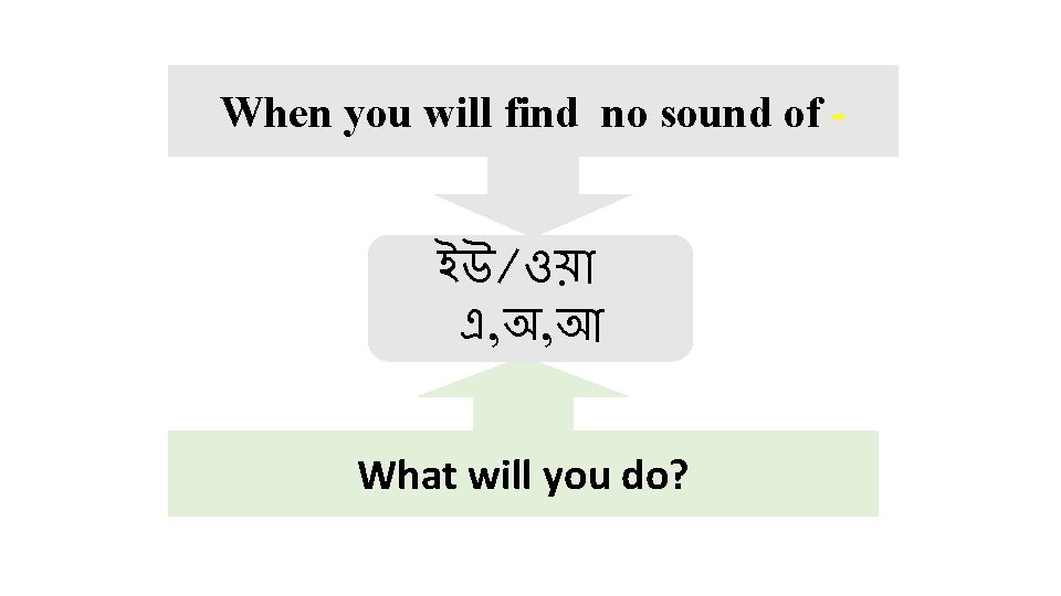 When you will find no sound of - ইউ/ওয় এ, অ, আ What will