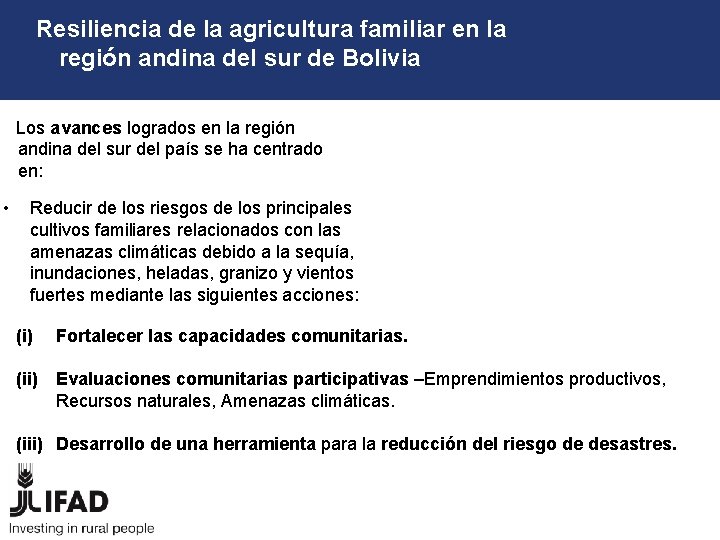 Resiliencia de la agricultura familiar en la región andina del sur de Bolivia Los