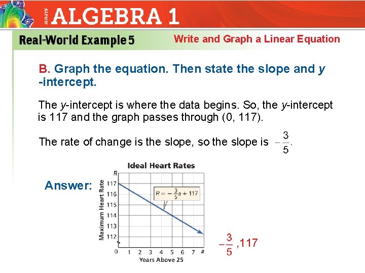 Write and Graph a Linear Equation B. Graph the equation. Then state the slope