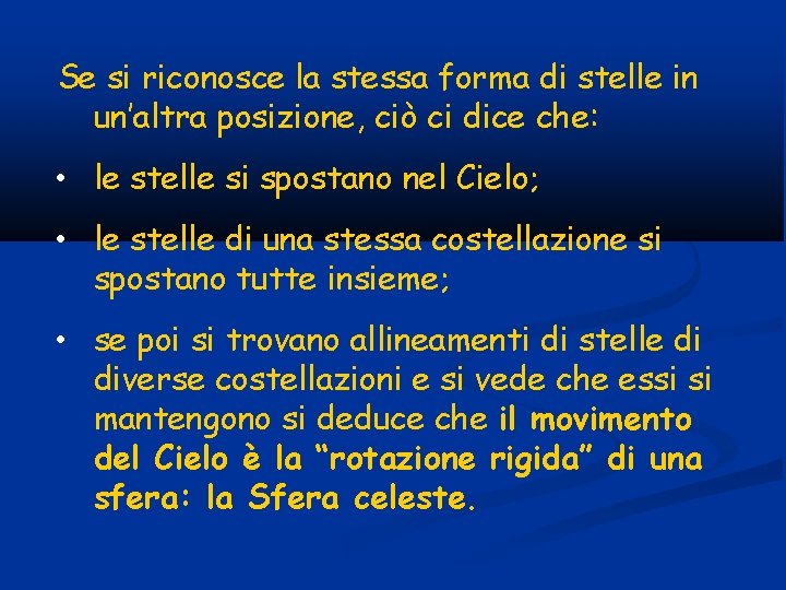 Se si riconosce la stessa forma di stelle in un’altra posizione, ciò ci dice