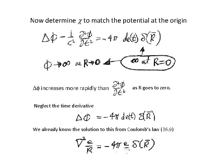 Now determine c to match the potential at the origin Df increases more rapidly