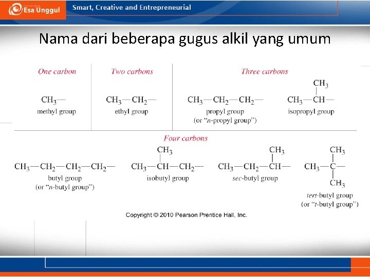 Nama dari beberapa gugus alkil yang umum 