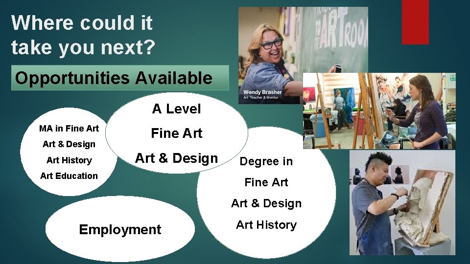 Where could it take you next? Opportunities Available A Level MA in Fine Art