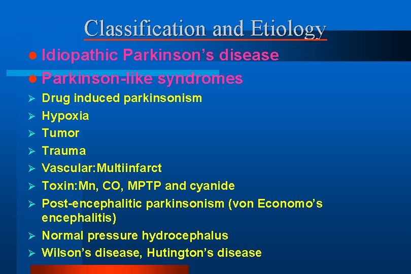 Parkinsons Disease Dr Kleyn Department of Geriatric Medicine