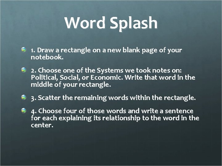 Word Splash 1. Draw a rectangle on a new blank page of your notebook.
