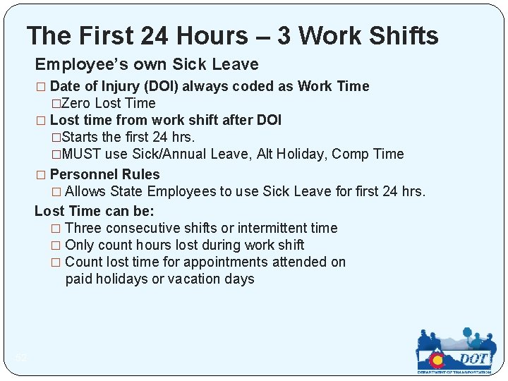 The First 24 Hours – 3 Work Shifts Employee’s own Sick Leave � Date