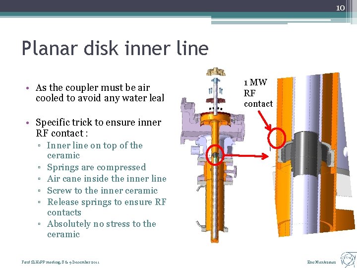 10 Planar disk inner line • As the coupler must be air cooled to