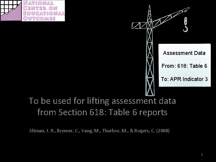 NCEO Indicator 3 Tool Assessment Data From: 618: Table 6 To: APR Indicator 3