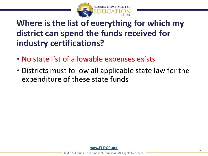 Where is the list of everything for which my district can spend the funds
