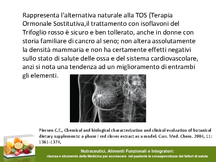 Rappresenta l'alternativa naturale alla TOS (Terapia Ormonale Sostitutiva, il trattamento con isoflavoni del Trifoglio