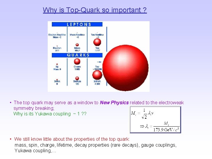 Why is Top-Quark so important ? • The top quark may serve as a