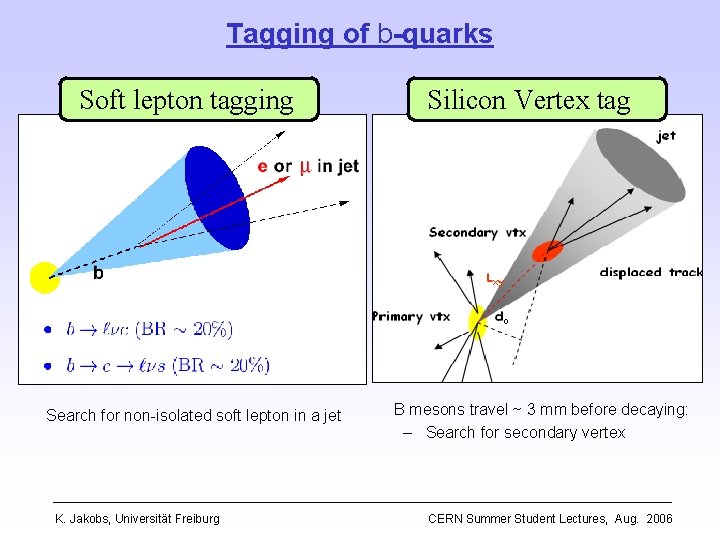 Tagging of b-quarks Soft lepton tagging Search for non-isolated soft lepton in a jet