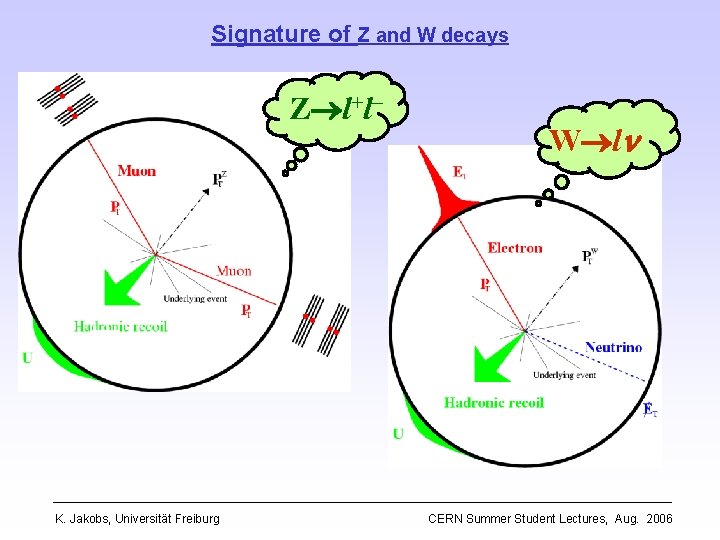 Signature of Z and W decays Z l+l– K. Jakobs, Universität Freiburg W ln