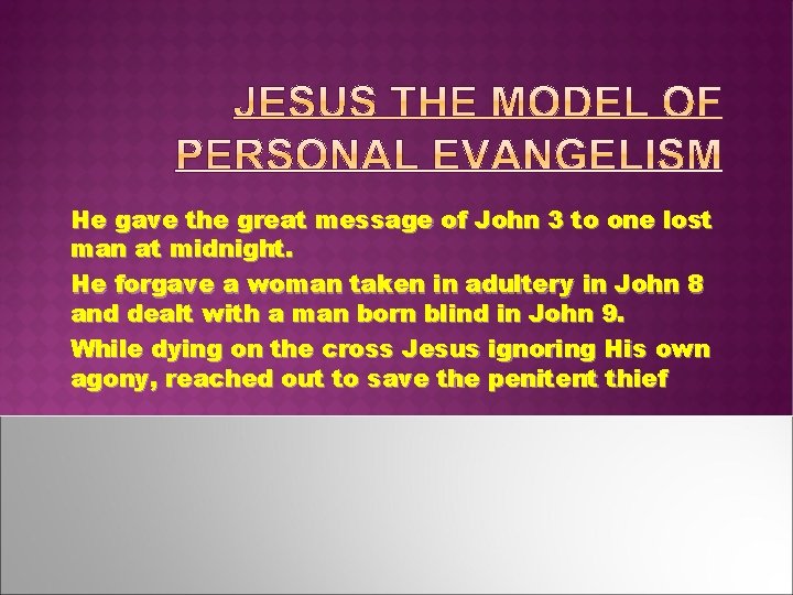 He gave the great message of John 3 to one lost man at midnight.