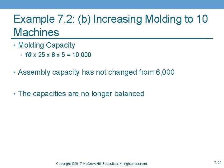 Example 7. 2: (b) Increasing Molding to 10 Machines • Molding Capacity • 10