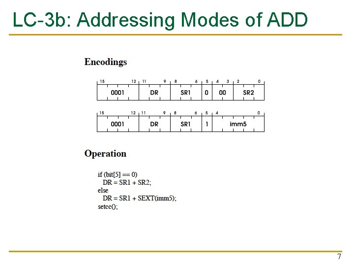 LC-3 b: Addressing Modes of ADD 7 