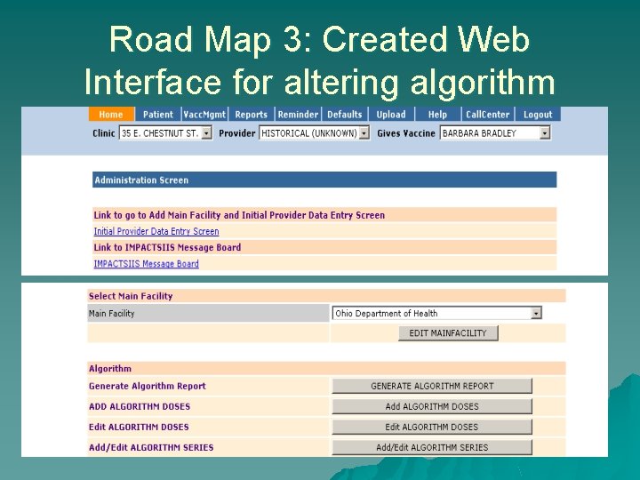 Road Map 3: Created Web Interface for altering algorithm 