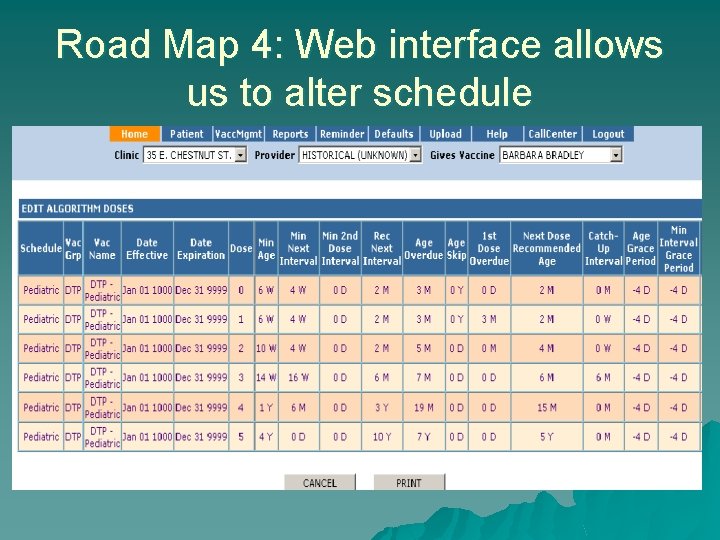 Road Map 4: Web interface allows us to alter schedule 