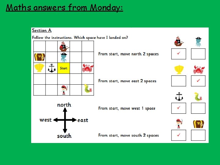Maths answers from Monday: 