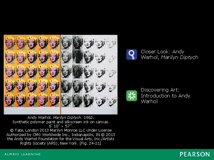 Closer Look: Andy Warhol, Marilyn Diptych Discovering Art: Introduction to Andy Warhol. Marilyn Diptych.