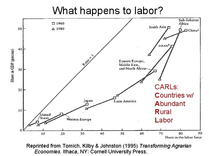 What happens to labor? CARLs: Countries w/ Abundant Rural Labor Reprinted from Tomich, Kilby