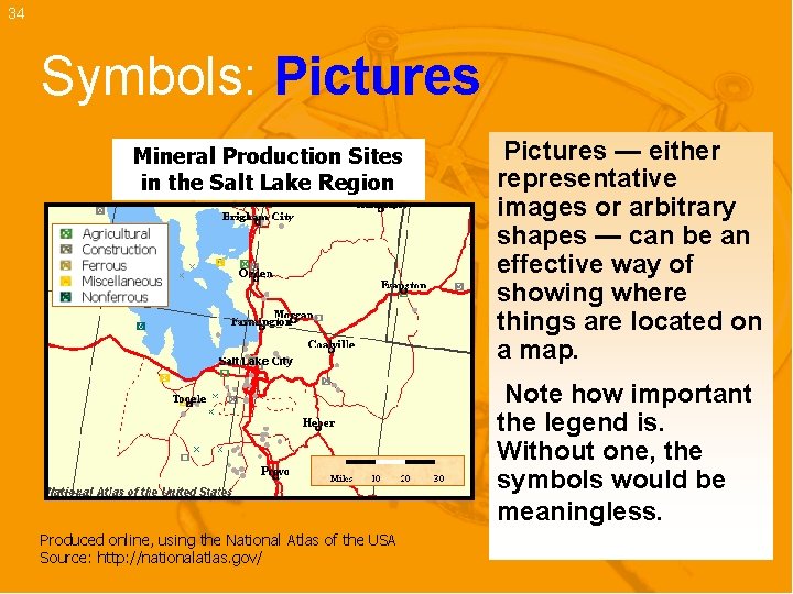 34 Symbols: Pictures Mineral Production Sites in the Salt Lake Region Pictures — either