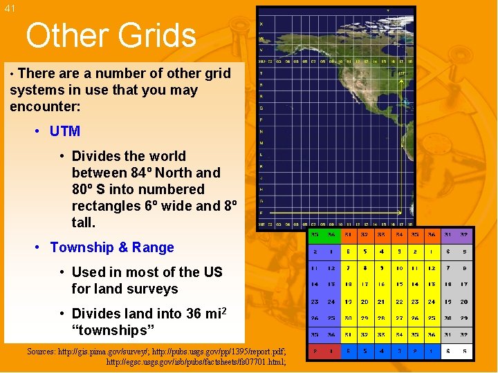 41 Other Grids • There a number of other grid systems in use that
