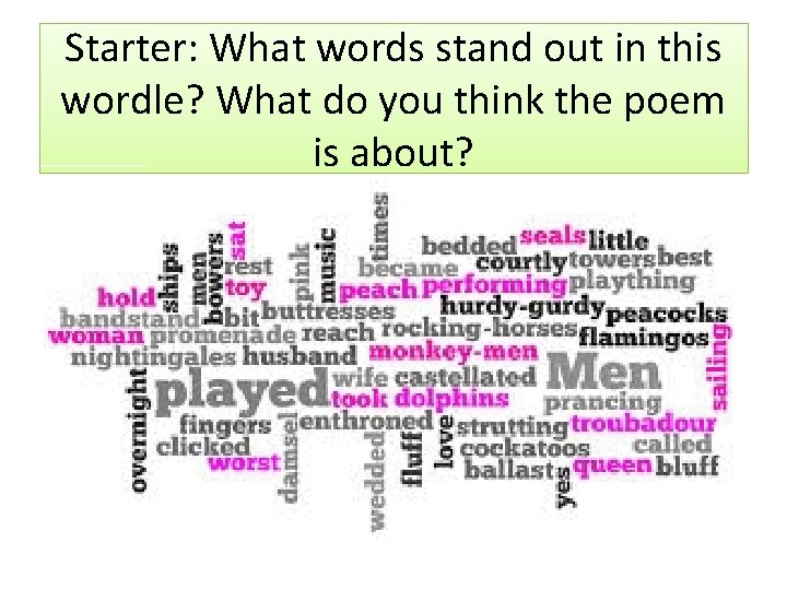 Starter: What words stand out in this wordle? What do you think the poem