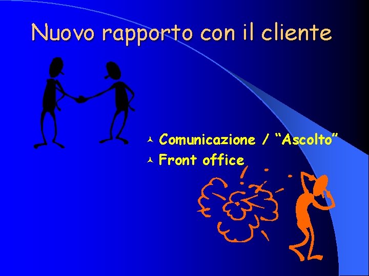 Nuovo rapporto con il cliente © Comunicazione © Front office / “Ascolto” Nuovo rapporto con il cliente © Comunicazione © Front office / “Ascolto”