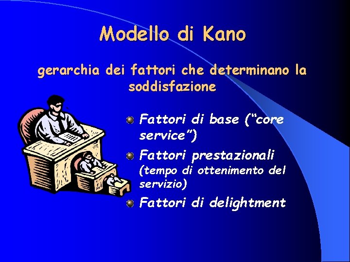 Modello di Kano gerarchia dei fattori che determinano la soddisfazione Fattori di base (“core