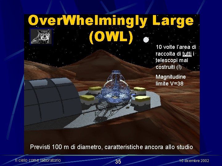 Over. Whelmingly Large (OWL) 10 volte l’area di raccolta di tutti i telescopi mai