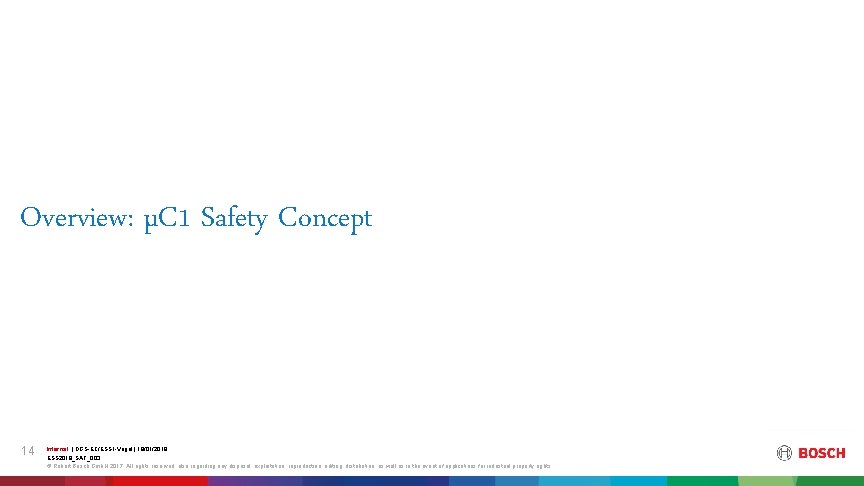 Overview: µC 1 Safety Concept 14 Internal | DGS-EC/ESS 1 -Vogel | 18/01/2019 ESS