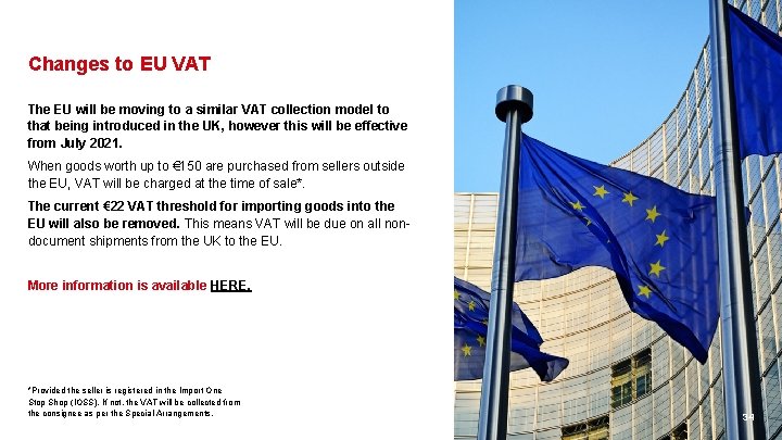 Changes to EU VAT The EU will be moving to a similar VAT collection Changes to EU VAT The EU will be moving to a similar VAT collection