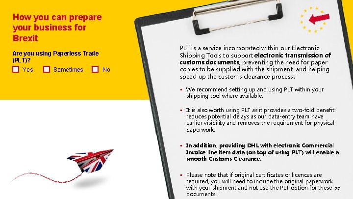 How you can prepare your business for Brexit Are you using Paperless Trade (PLT)? How you can prepare your business for Brexit Are you using Paperless Trade (PLT)?