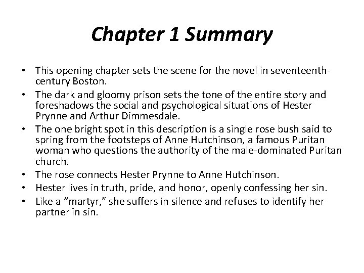 Chapter 1 Summary • This opening chapter sets the scene for the novel in