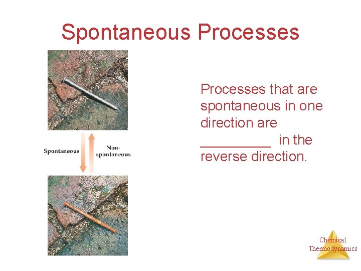 Spontaneous Processes that are spontaneous in one direction are _____ in the reverse direction.